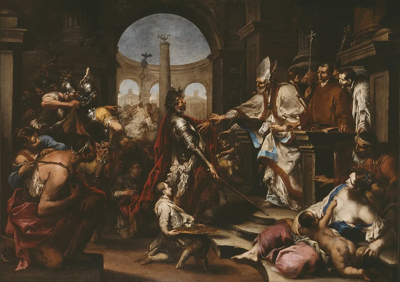 Alessandro Magnasco — Teodosio respinto dalla chiesa da Sant'Ambrogio (Art Institute of Chicago)