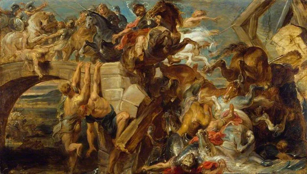 Battaglia di Ponte Milvio (312 d.C.) — affresco di Giulio Romano, Stanze di Raffaello, Vaticano