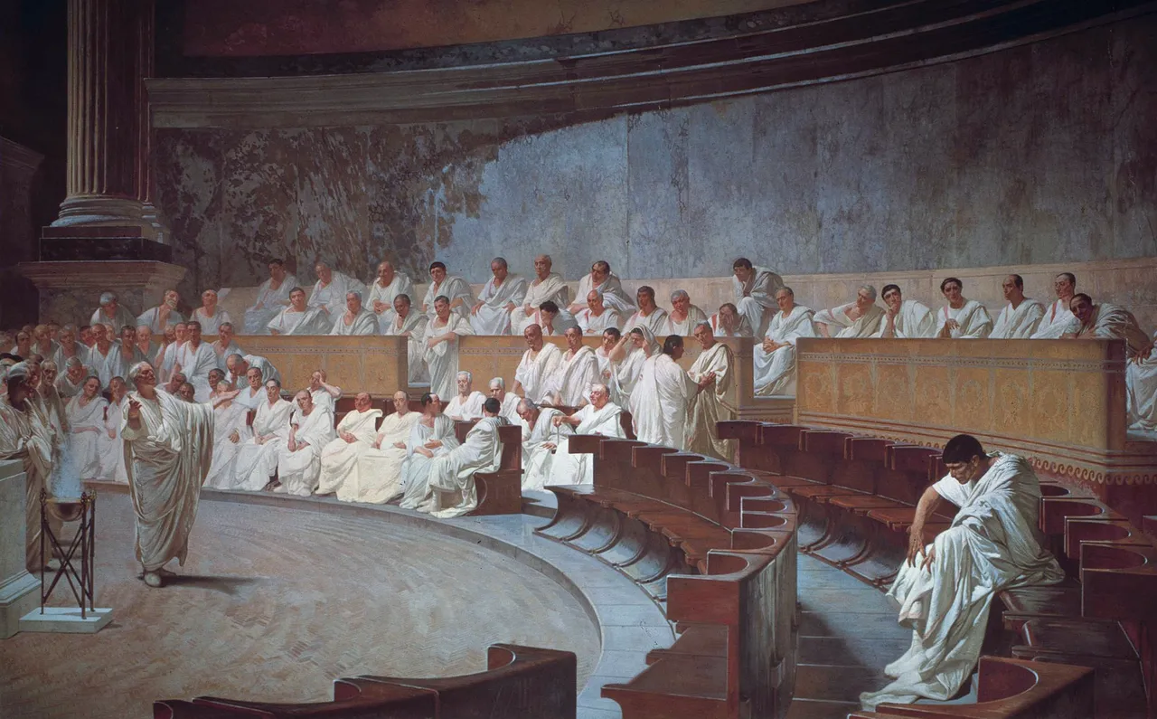 Dipinto del Senato romano riunito nella Curia