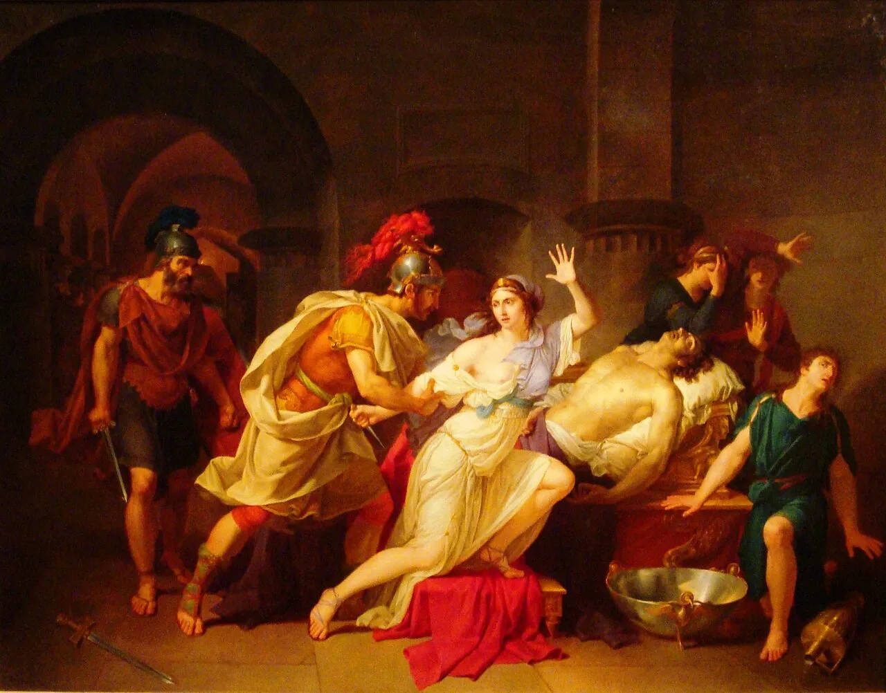 Bernard Duvivier, Cleopatra catturata dai soldati romani dopo la morte di Marco Antonio, 1789