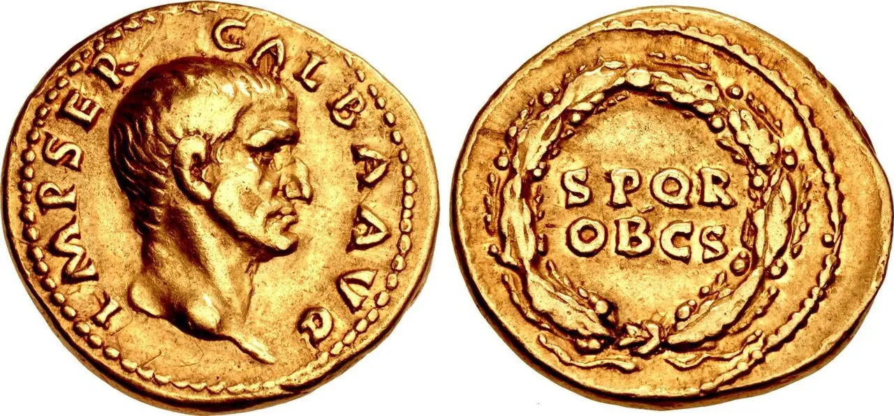 Aureo d'oro di Galba, 68-69 d.C., RIC I 164