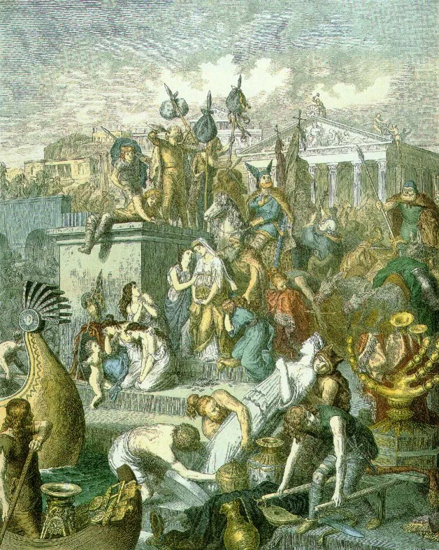 Heinrich Leutemann — Il sacco di Roma da parte dei Vandali, c. 1860–1880