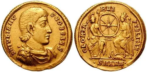 Solidus di Giuliano come Cesare, zecca di Antiochia (355–360 d.C.)