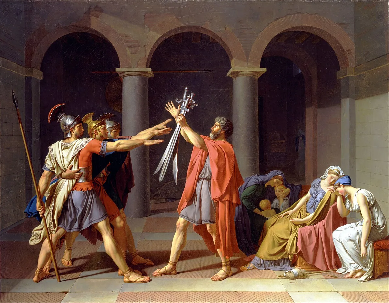 Jacques-Louis David, Il Giuramento degli Orazi, 1784, Musée du Louvre