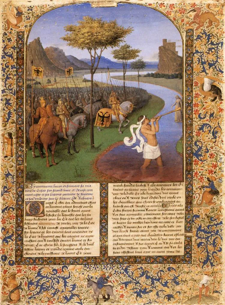 Jean Fouquet — Cesare attraversa il Rubicone (XV sec.)