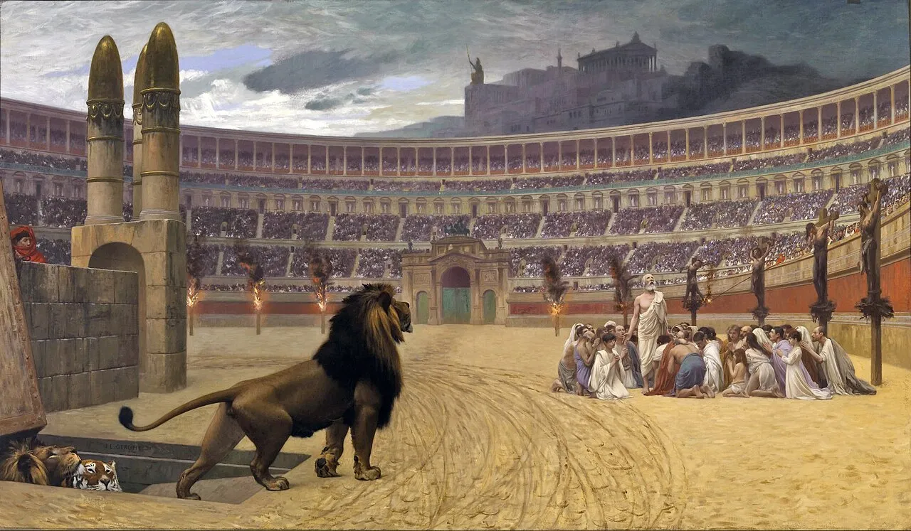 Jean-Léon Gérôme, L'ultima preghiera dei martiri cristiani, 1883, Walters Art Museum