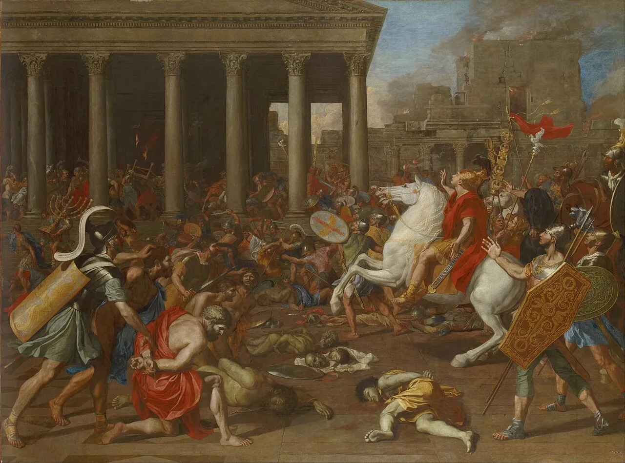Dipinto di Nicolas Poussin: la conquista di Gerusalemme da parte di Tito