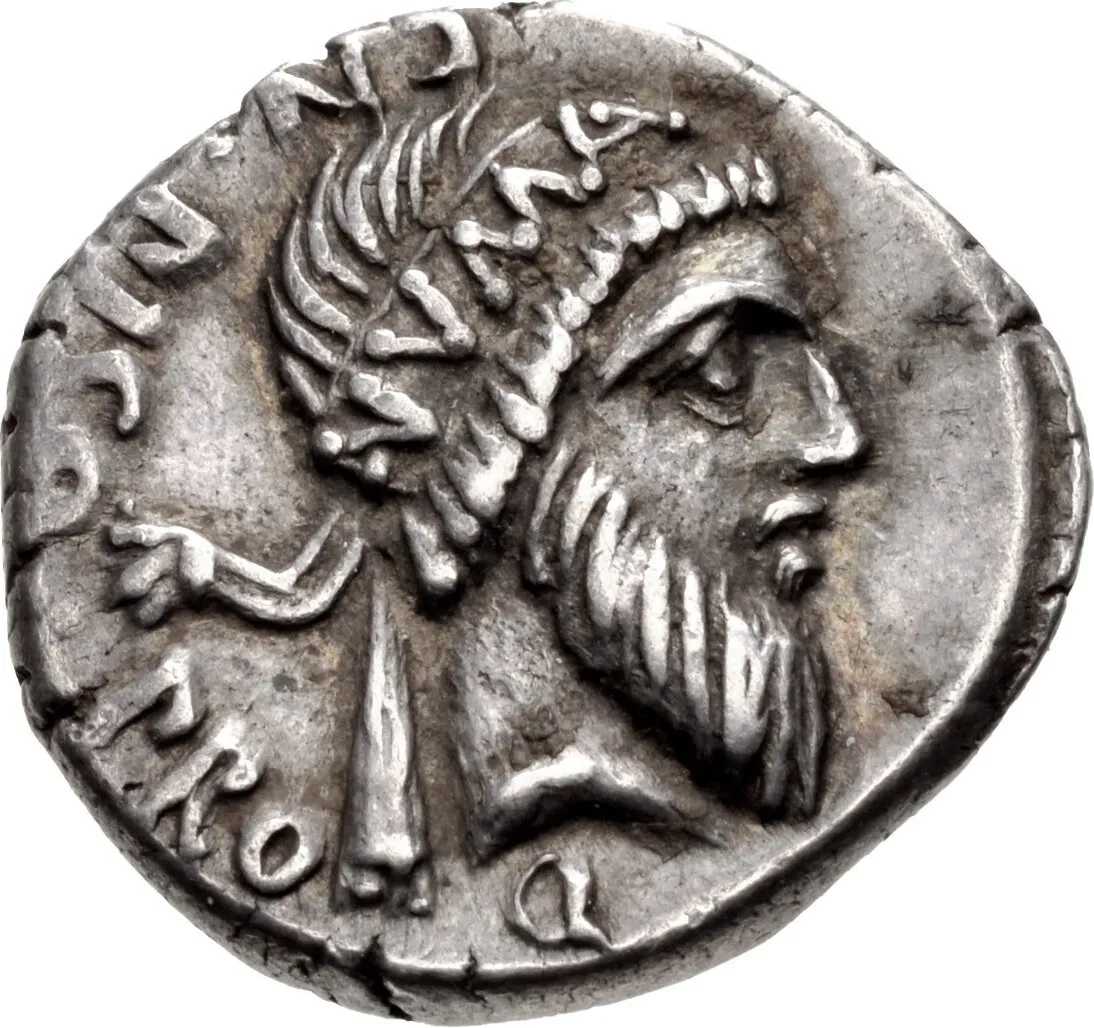 Numa Pompilio — denario 48 a.C.