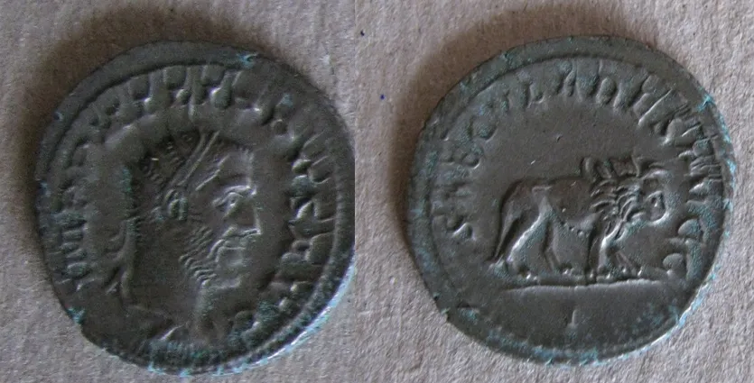 Antoniniano di Filippo l'Arabo con leone, giochi del millennio