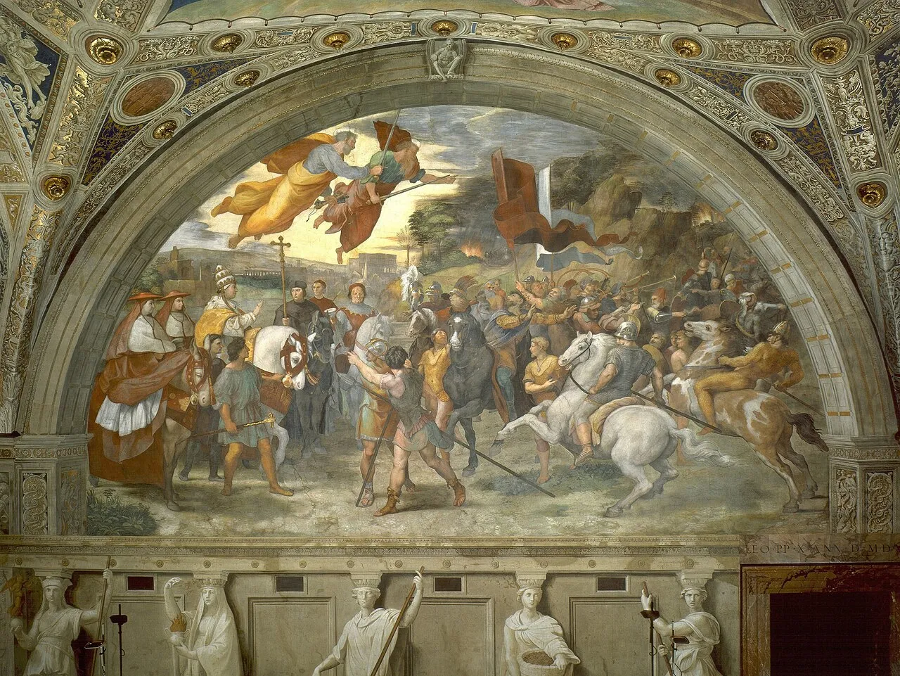 Raffaello — L'incontro di Papa Leone Magno con Attila (1514), Stanza di Eliodoro, Musei Vaticani