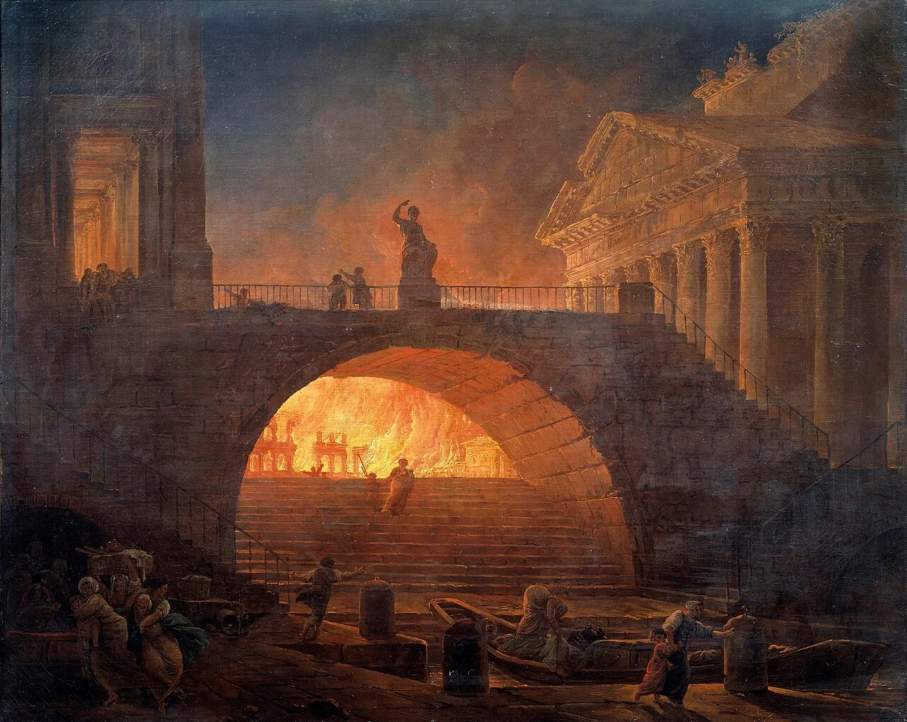 Dipinto di Hubert Robert: l'incendio di Roma del 64 d.C.