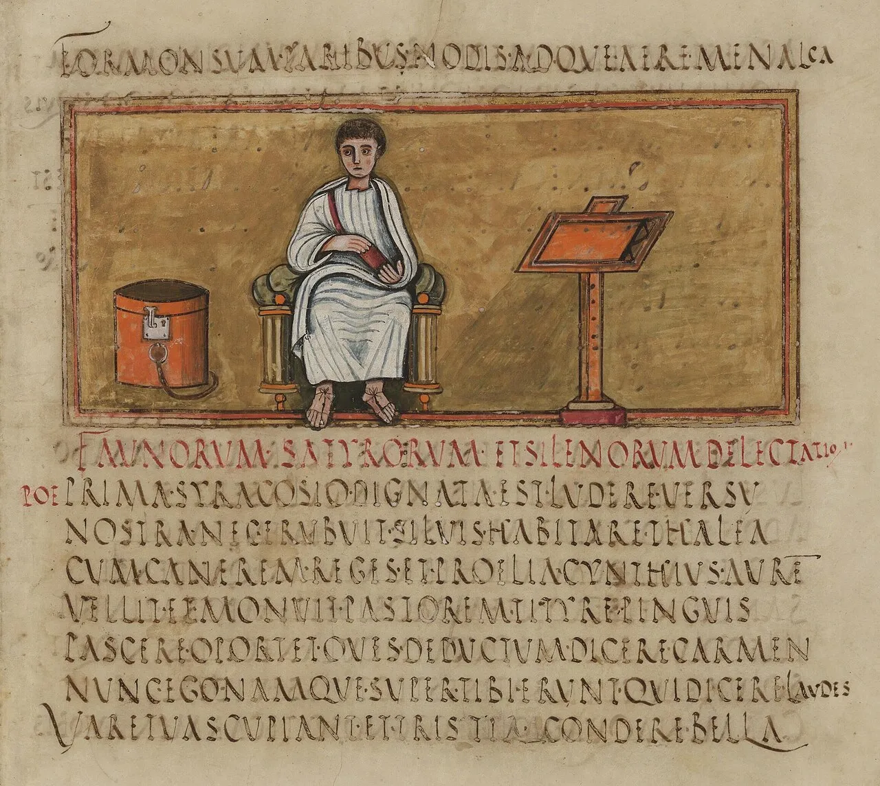 Ritratto di Virgilio in cattedra — miniatura del Vergilius Romanus, V secolo d.C.