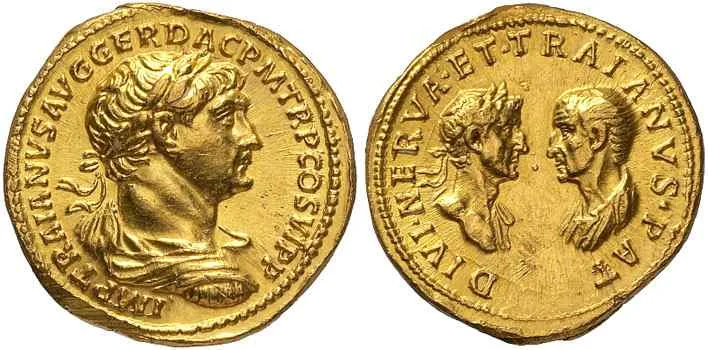 Moneta di Traiano figlio adottivo di Nerva