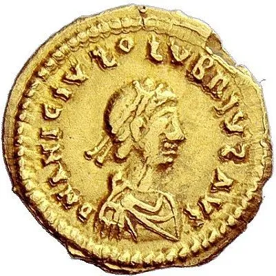 Tremisse di Olibrio — 472 d.C. (obverso)