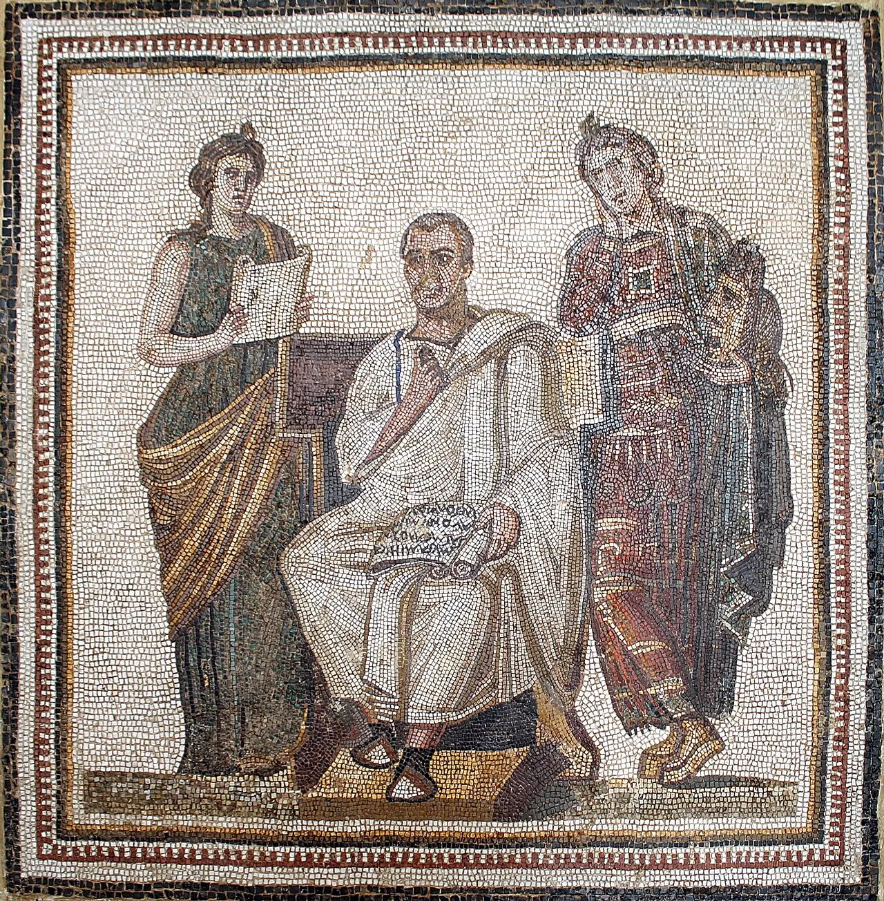 Mosaico di Virgilio — Museo Nazionale del Bardo, Tunisi, III sec. d.C.