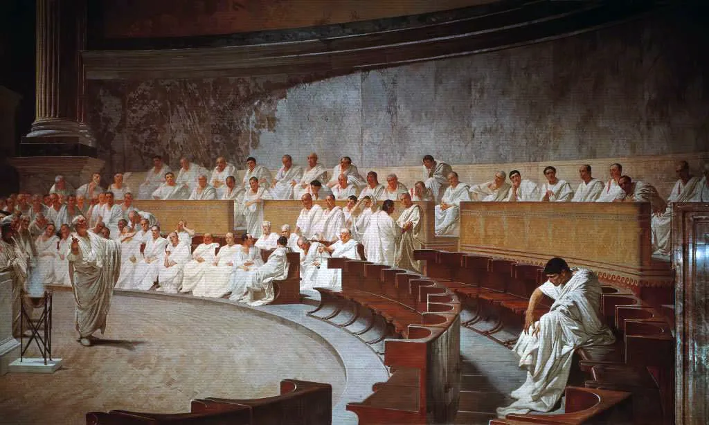 Cesare Maccari — Cicerone denuncia Catilina in Senato, 1889
