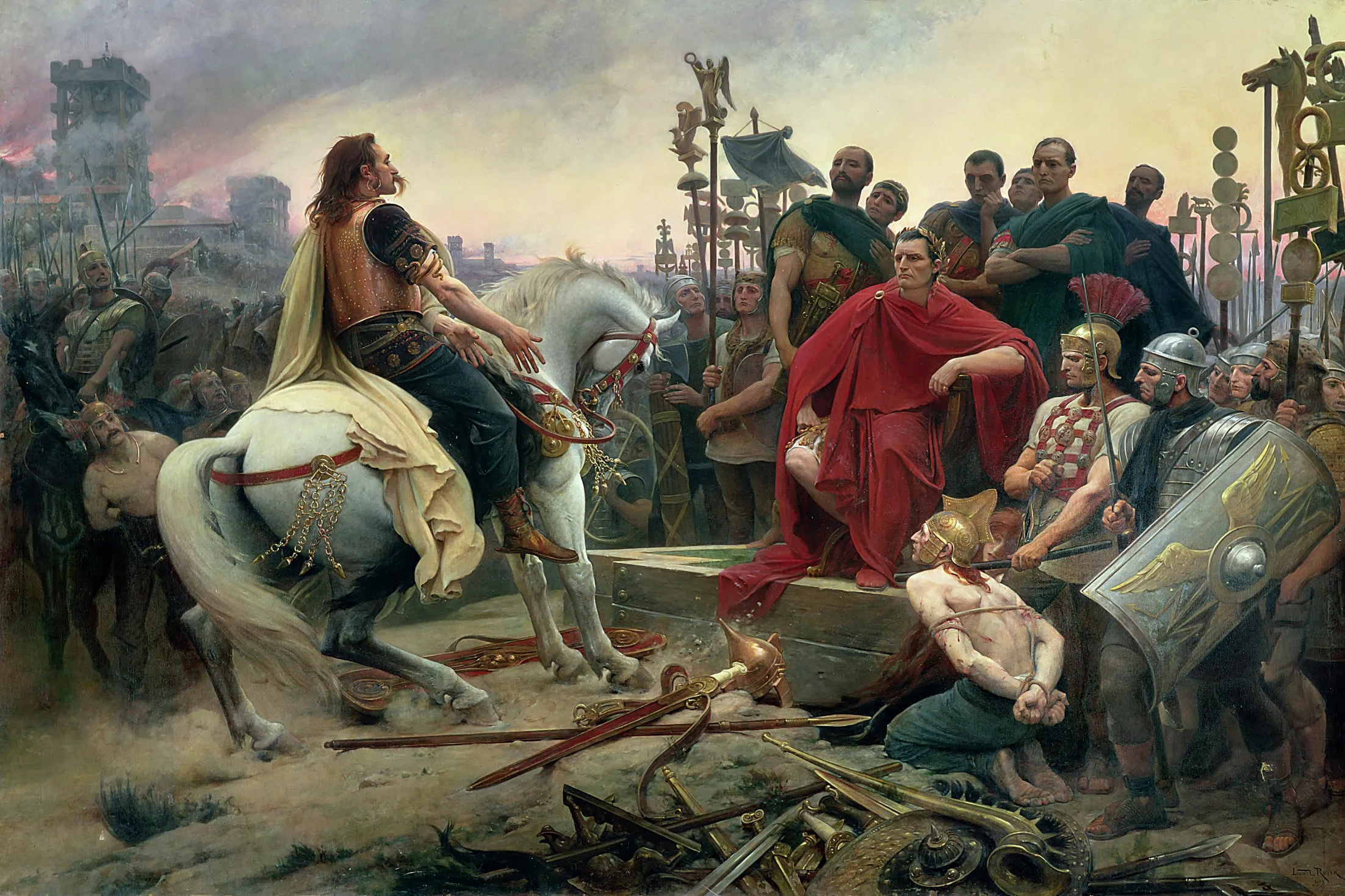 Lionel Royer, Vercingetorige depone le armi ai piedi di Giulio Cesare, 1899, Musée Crozatier